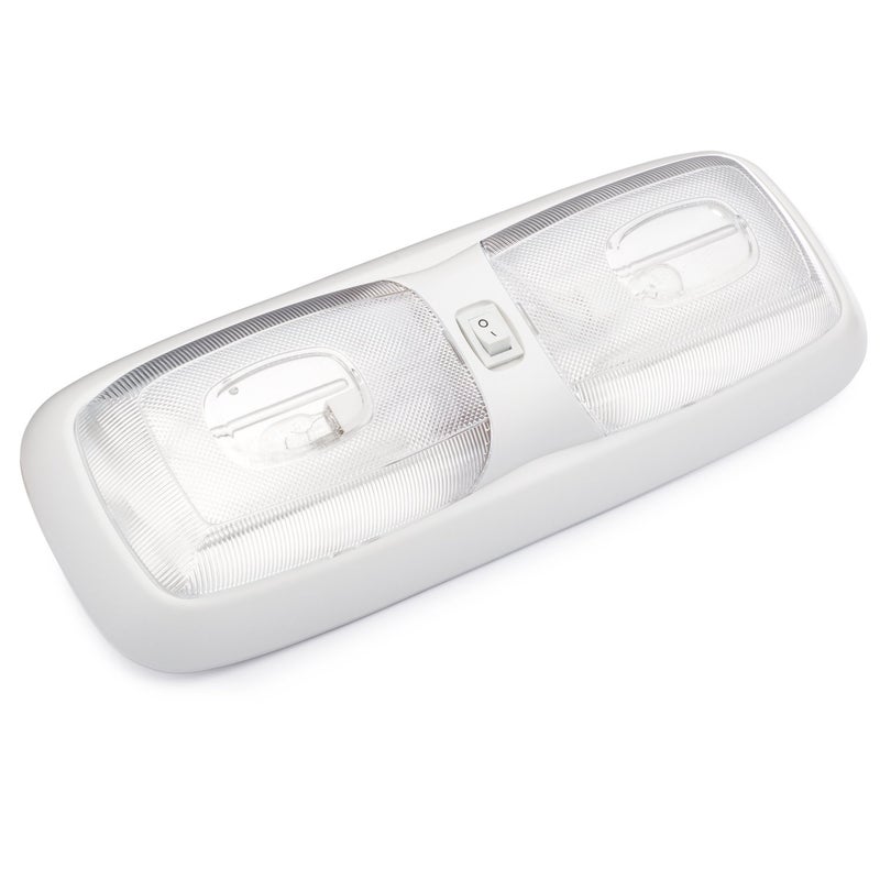 Lumitronics RV Euro Style 12V Interior Double Dome Light - Trailer Camper Interior Lighting - On/Off Switch - Image 1